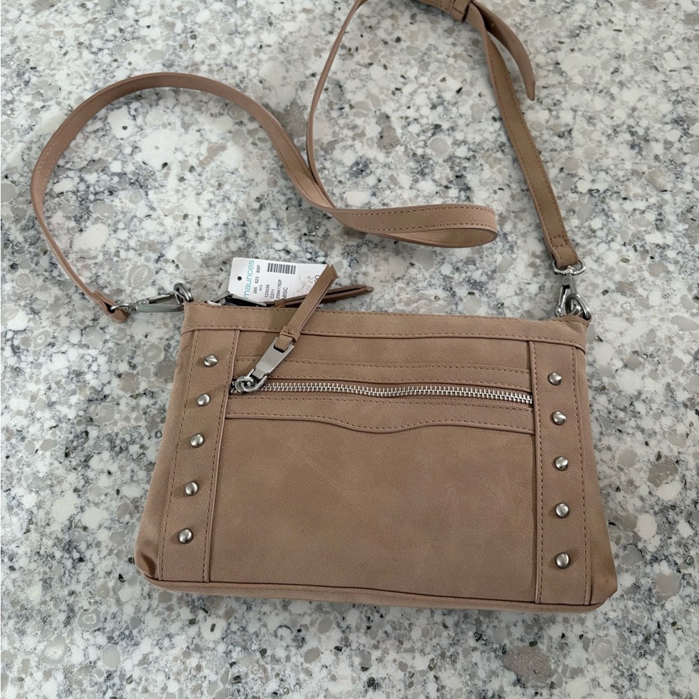 Maurice’s New Tan Crossbody Bag with Adjustable Strap and Silver Hardware